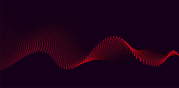 векторный фон с цветными абстрактными волновыми точками - красный stock illustrations