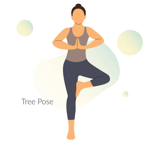 Yoga Pose Healthy Living Tree Pose Illustration Stock Illustration -  Download Image Now - iStock