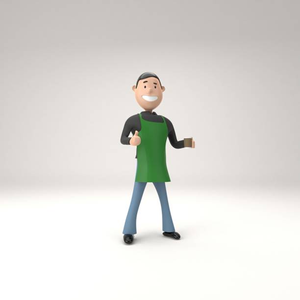 istock Barista 3D Cartoon Character 1332657246