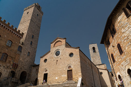 View at Duomo di San Gimignano in Tuscany, Italy, Collegiata di Santa Maria Assunta - Duomo di San Gimignano