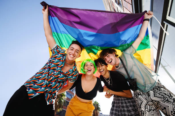 istock Smiling queer people celebrating pride together 1332662102