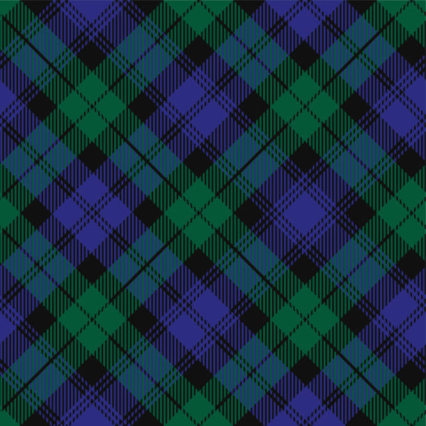 Black Watch Royal Scottish Tartan Plaid Argyle Pattern Black Watch Royal Scottish tartan plaid pattern. Argyle textile design. tartan army stock illustrations