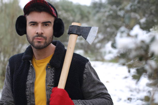 istock Sensual strong man holding an axe 1332663575