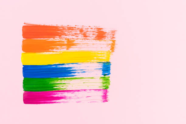 istock Hand painted LGTBY flag on pink background. Copy space. 1332663649