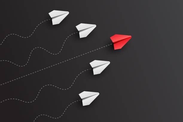istock Individual leader paper plane lead other. Business and leadership concept. Vector 1332670060