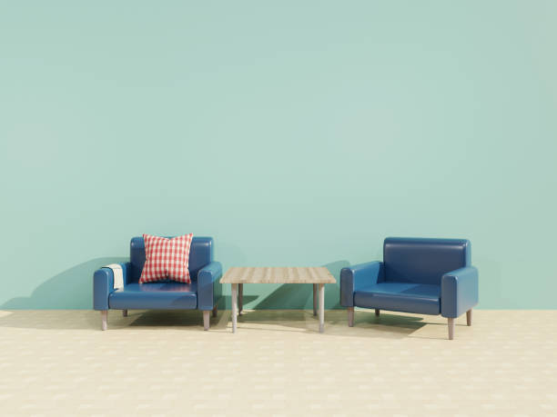 istock living room interior. empty room with chair. 3d render 1332671627