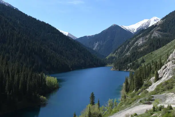 Photo of Panorama of the mountain lake, Kolsay Lakes National Park, Kazakhstan