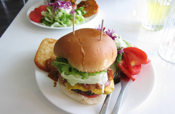 istock Tasty burger in a restuarant 1332676849