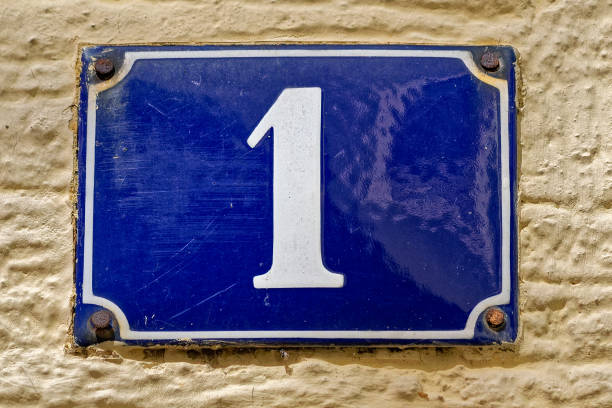 istock Number 1 on a blue enamel sign 1332682674