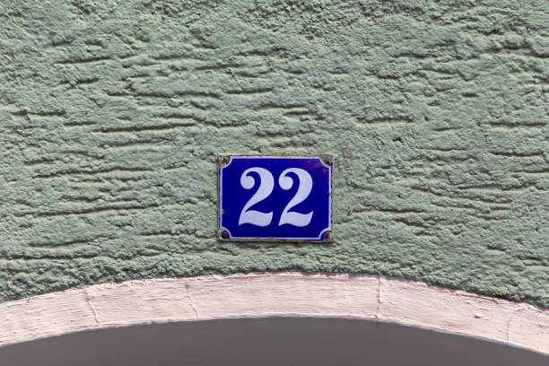 istock Number 22 on a blue enamel sign 1332682841