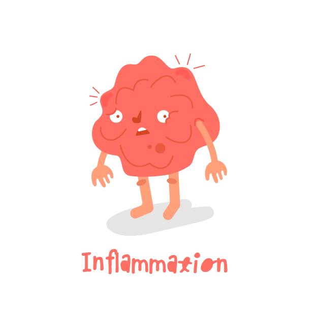 ilustrações de stock, clip art, desenhos animados e ícones de inflammation, redness. cartoon character in trendy style. - inflammation