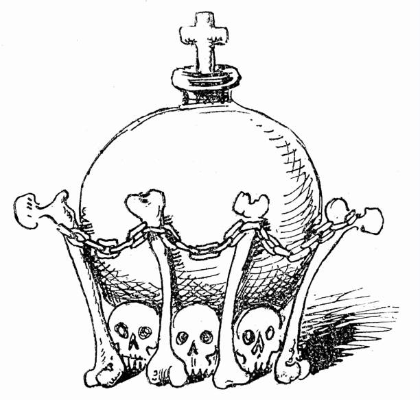 ilustrações de stock, clip art, desenhos animados e ícones de model for a crown with bones and skeletons - 1871