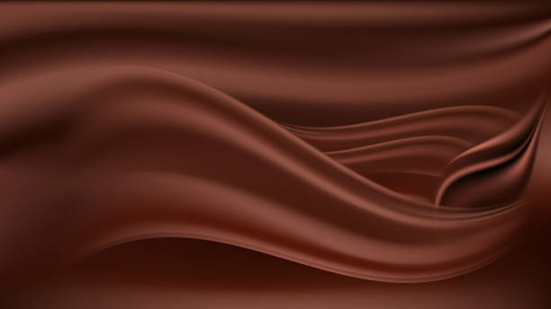 istock Chocolate wavy background. Milk chocolate wave and swirl, smooth satin texture, color flowing. Abstract vector illustration 1332690714