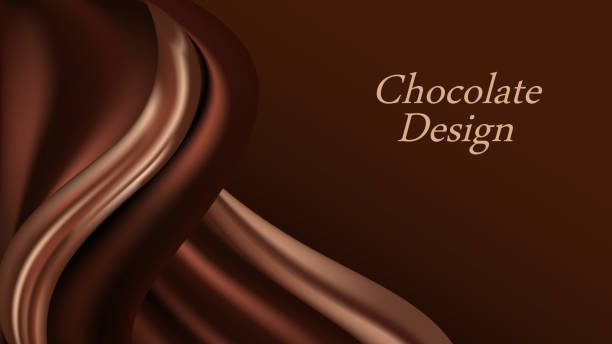 ilustrações, clipart, desenhos animados e ícones de fundo de onda de chocolate. chocolate cremoso marrom escuro, textura de seda brilhante. efeito de fluxo de cores suave. fundo vetorial abstrato para elegante pôster moderno ou banner. - brown silk satin backgrounds