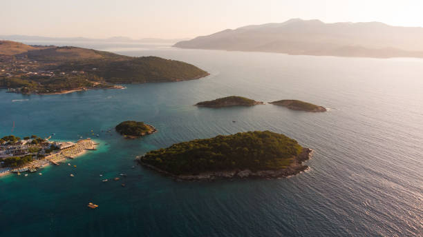 istock Beautiful sandy Ksamil beach in Albania. 1332692806