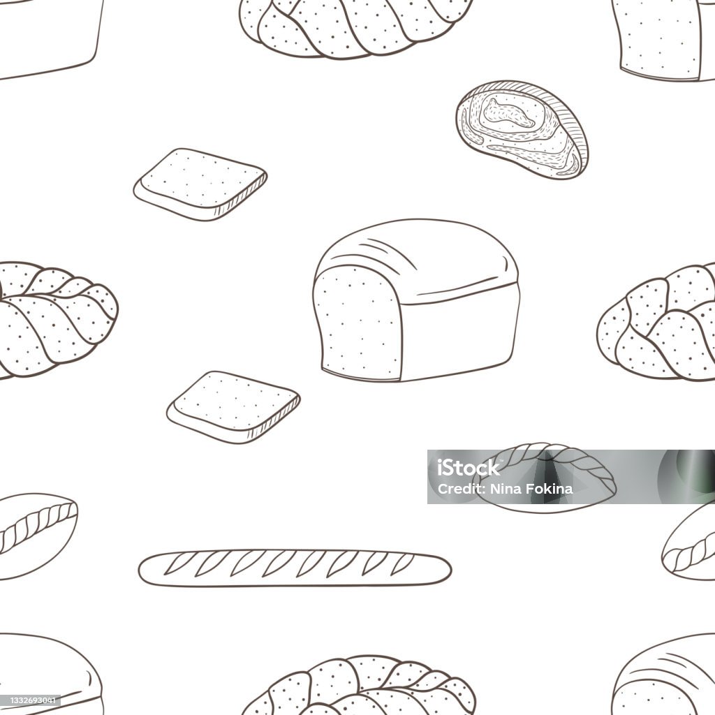 Breadvtexture Pattern Vector Vector Graphic Seamless Pattern With Various Bread 202 Stock ...