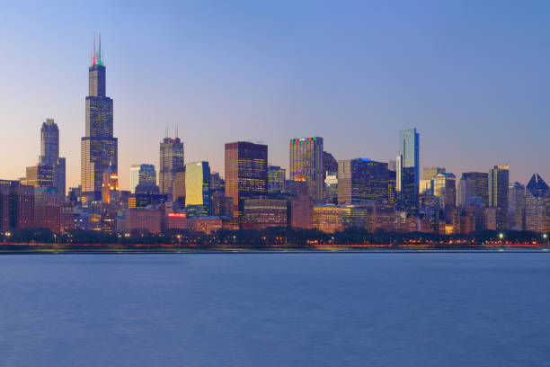 istock Chicago Skyline + Lake Michigan 1332694257
