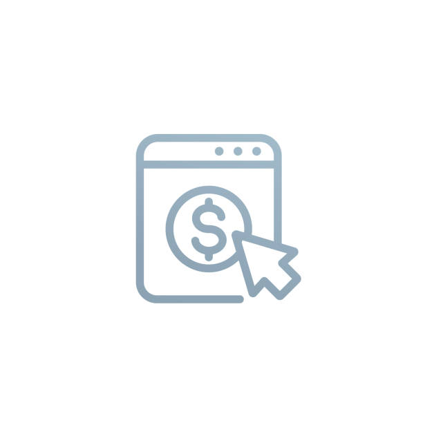 pay per click wektorowa liniowa ikona na białym - per stock illustrations