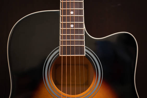 istock Acoustic guitar. Music theme background. 1332699501