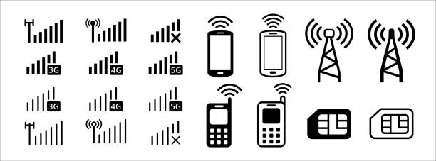 telefon drahtlose internetverbindung datenverbindung vektor icon set. enthält symbol wie wlan, tethering, datenübertragung, modulator-demodulator, modem, nahfeldkommunikation. - hängen grafiken stock-grafiken, -clipart, -cartoons und -symbole