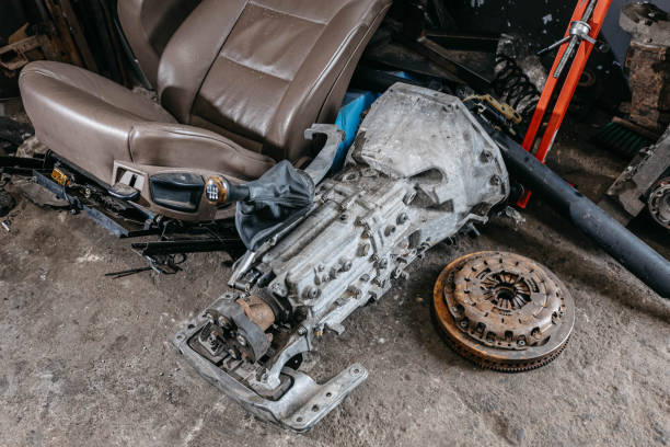 istock car gearbox replacement and repair, car service. 1332700119