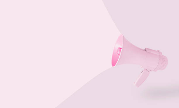 istock Pink megaphone on pastel beige background. Minimal, abstract, aesthetic creative scene with copy space. Note card promotion concept with loudspeaker. Similar, bright, analogous color harmony. 1332703003