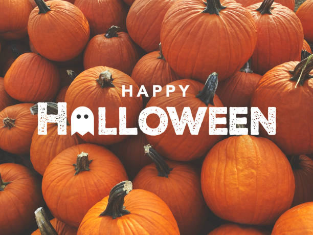 istock Happy Halloween Card With Pumpkins Background 1332703580