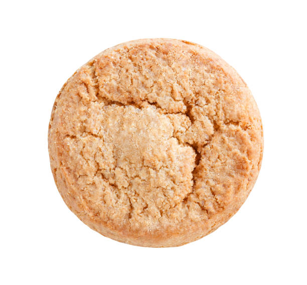 istock Oatmeal cookies, round one, top view, isolated on white background with clipping path. 1332706862