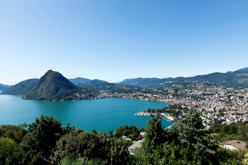 Lake Lugano, panoramic view from the top, switzerland