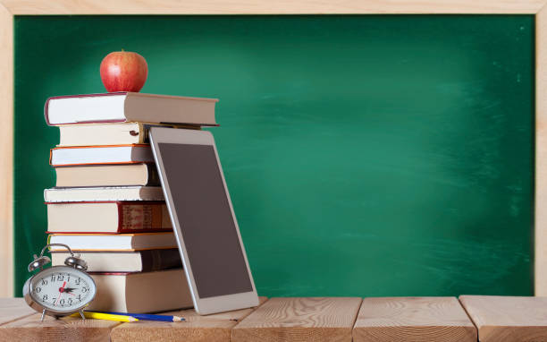 istock Education background with books and chalkboard 1332711217