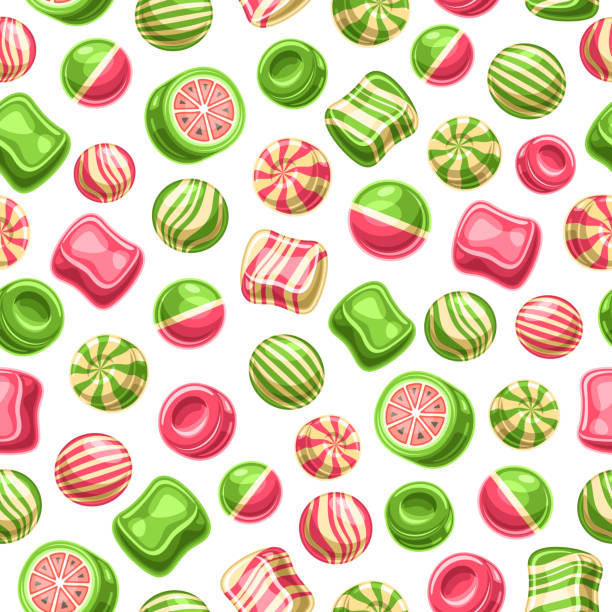 вектор конфеты бесшовный узор - hard candy candy mint wrapped stock illustrations