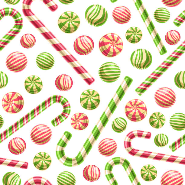 вектор конфеты бесшовный узор - hard candy candy mint wrapped stock illustrations