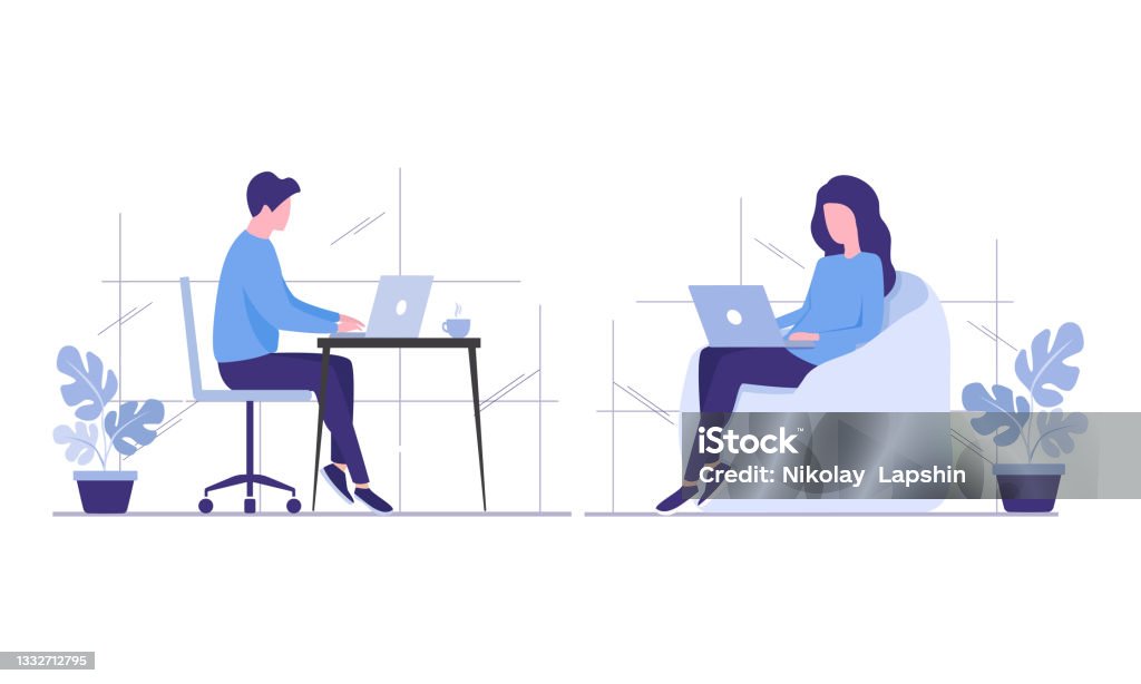 Work And Study Stock Illustration - Download Image Now - Adult, Adult ...