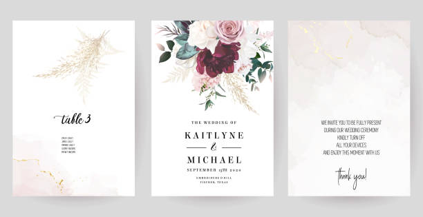 고급스러운 베이지색과 블러쉬 트렌디한 벡터 디자인 프레임 - wedding invitation stock illustrations