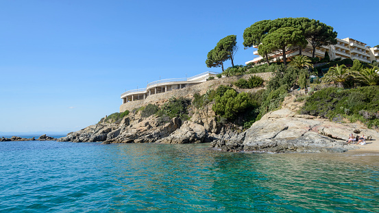 Almadrava beach landscape in Cap de Creus Natural Park at Roses ,  Costa Brava, Catalonia, España