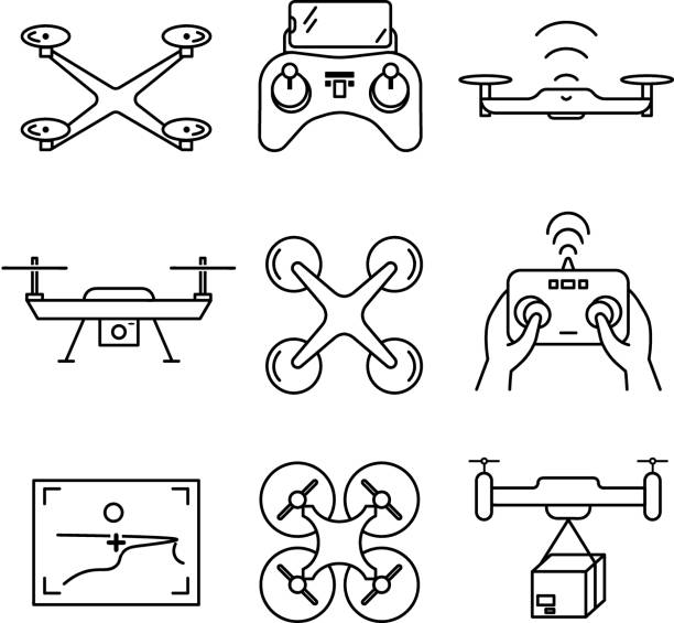 ilustrações de stock, clip art, desenhos animados e ícones de drone [ð¿ñðµð¾ð±ñð°ð·ð¾ð²ð°ð½ð½ñð¹] - vista aérea de carro isolado