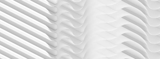 istock Architectural abstraction wavy sheets of paper in monochrome white color. 3d rendering, 3d illustration. 1332719072