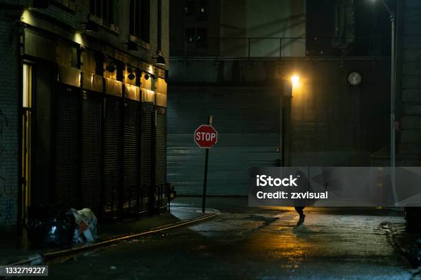 Dark Street Alley Stock Photo - Download Image Now - Dark, Alley, One Person