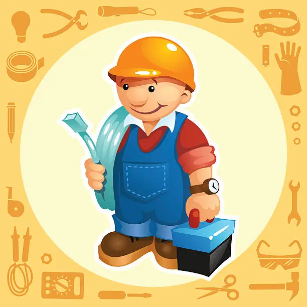 Vector illustration of CONSTRUCTION ELECTRICIAN