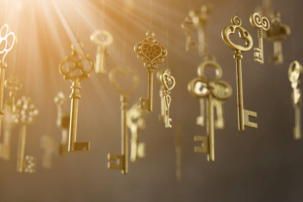 istock Vintage key isolated, key to success 1332723680