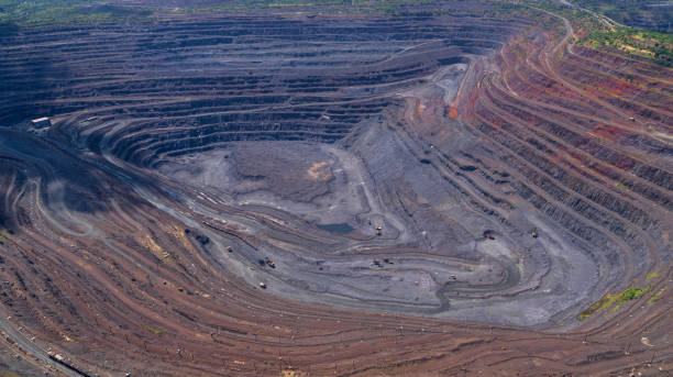 istock Open Iron Ore Quarry Aerial Top View 1332728766