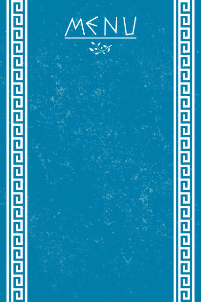 ilustrações de stock, clip art, desenhos animados e ícones de blue grunge frame for menu in greek style - greece