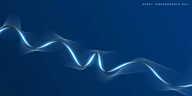 Vector illustration of Blue abstract background with flying ribbon design