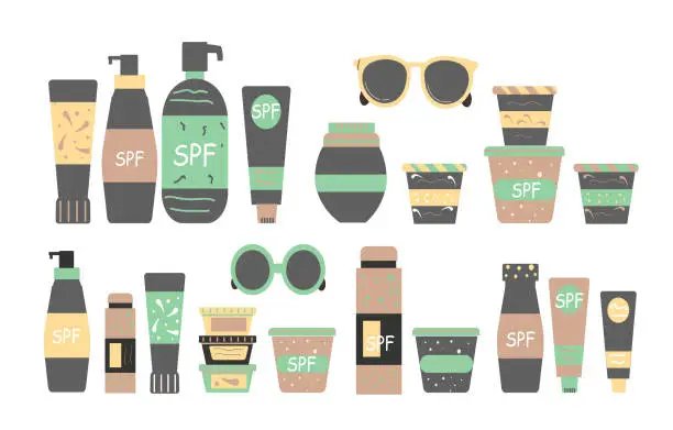 Vector illustration of Sun safety collection