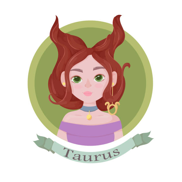 Taurus Zodiac sign as a beautiful girl with lush hair. Set of bright signs of the zodiac. Horoscope. Astronomy. Vector illustration isolated on white background. Zodiac sign as a beautiful girl with lush hair. Set of bright signs of the zodiac. Horoscope. Astronomy. Vector illustration isolated on white background. female scorpio tattoos stock illustrations