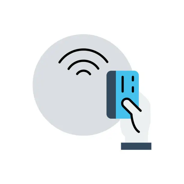 Vector illustration of Contactless Payment Flat Icon. Flat Design Vector Illustration