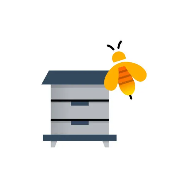 Vector illustration of Beekeeping Flat Icon. Flat Design Vector Illustration