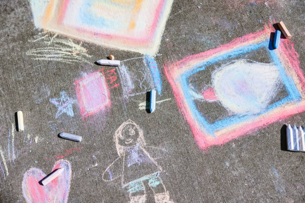 istock Colorful Sidewalk Chalk Drawings 1332743116