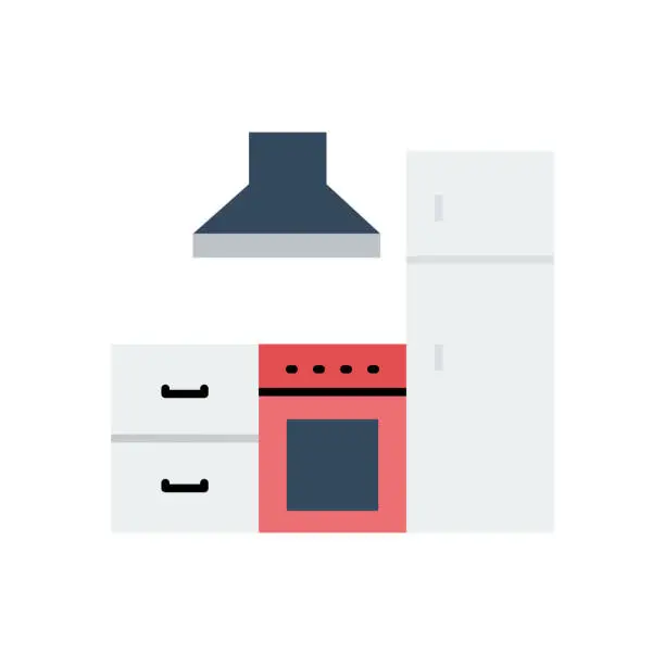 Vector illustration of Kitchen Flat Icon. Flat Design Vector Illustration