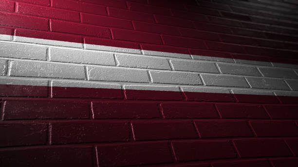 istock Flag of Latvia on the wall 1332749231